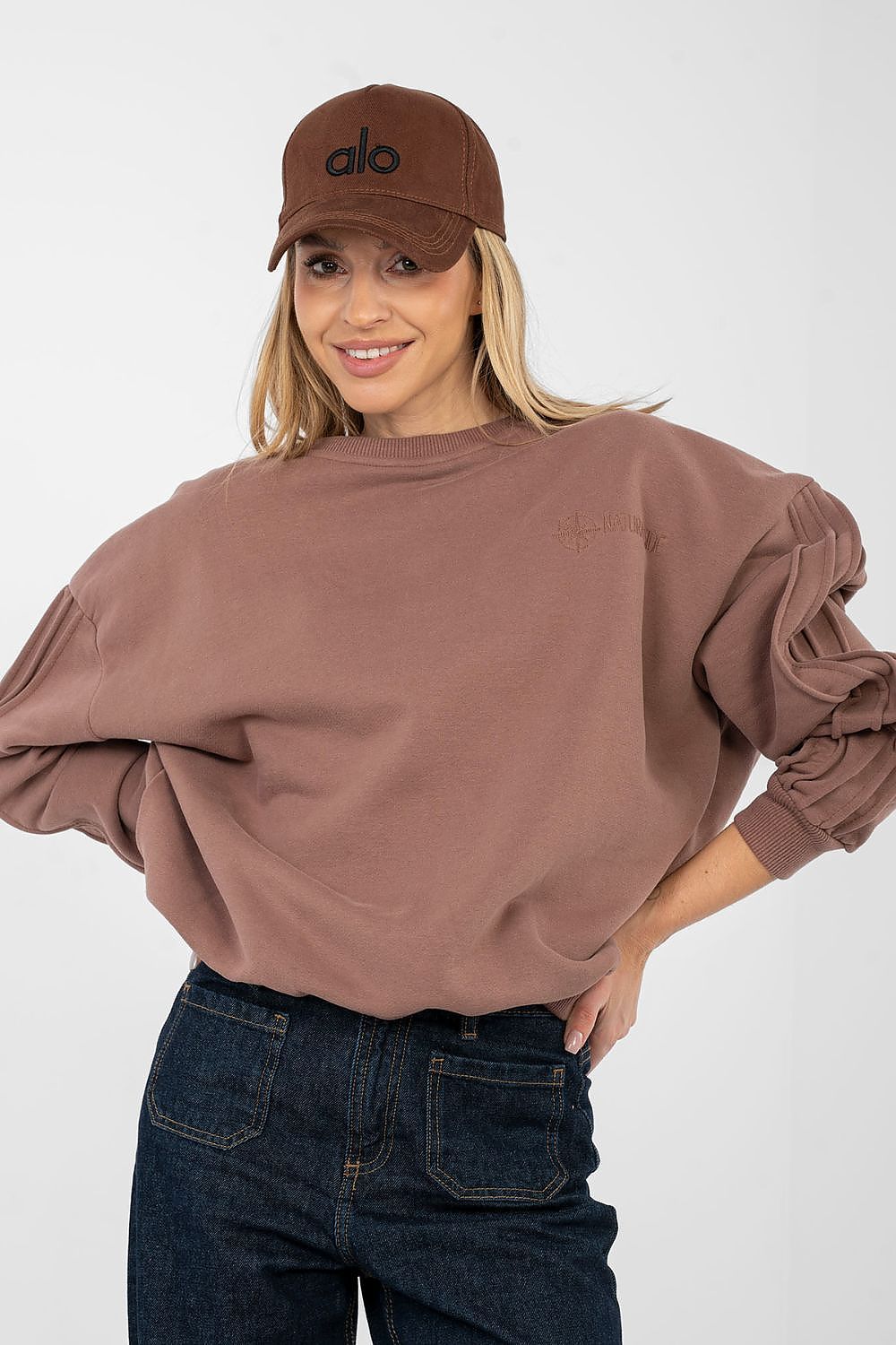 Pullover Damen Rundhals Stickerei Baumwolle Elasthan