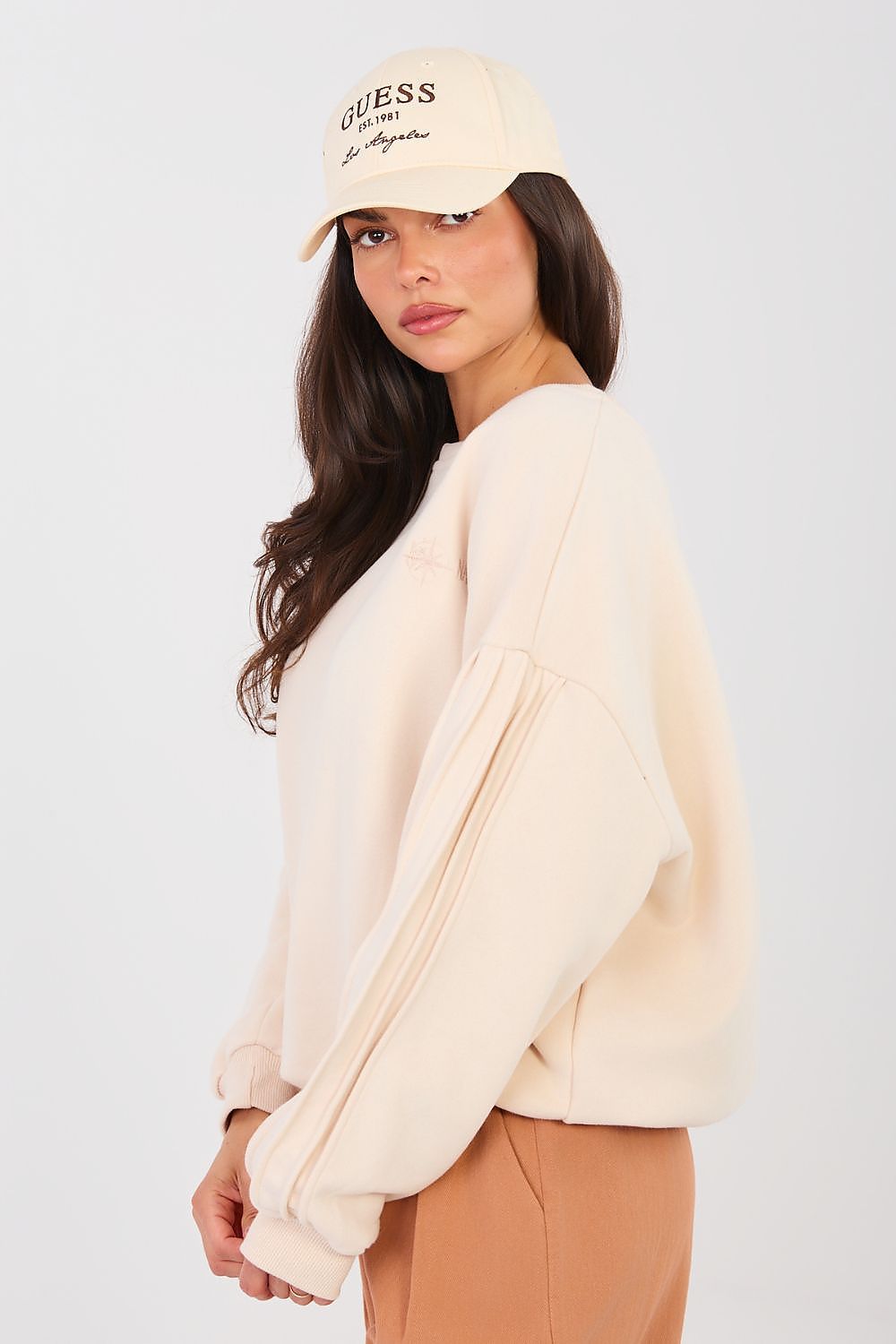 Pullover Damen Rundhals Stickerei Baumwolle Elasthan