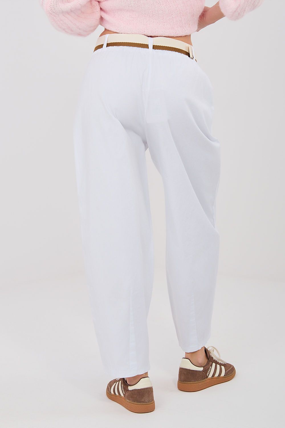 Karottenhose Damen hohe Taille 7/8 Baumwolle Gürtel Universalgröße