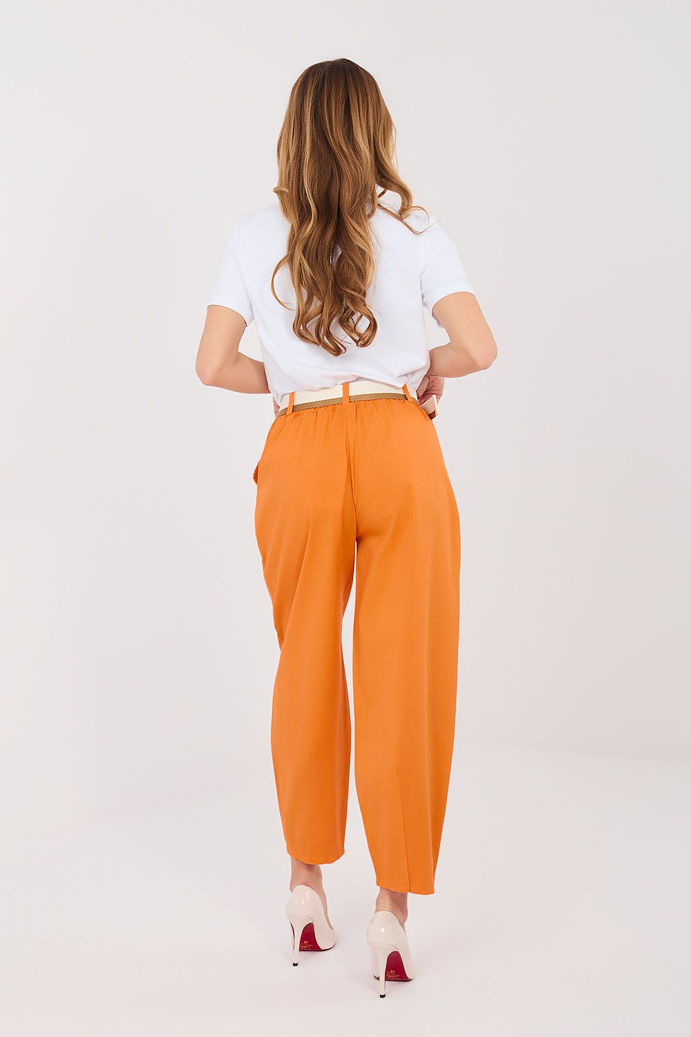 Karottenhose Damen hohe Taille 7/8 Baumwolle Gürtel Universalgröße