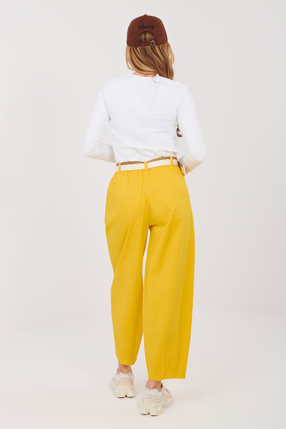 Karottenhose Damen hohe Taille 7/8 Baumwolle Gürtel Universalgröße