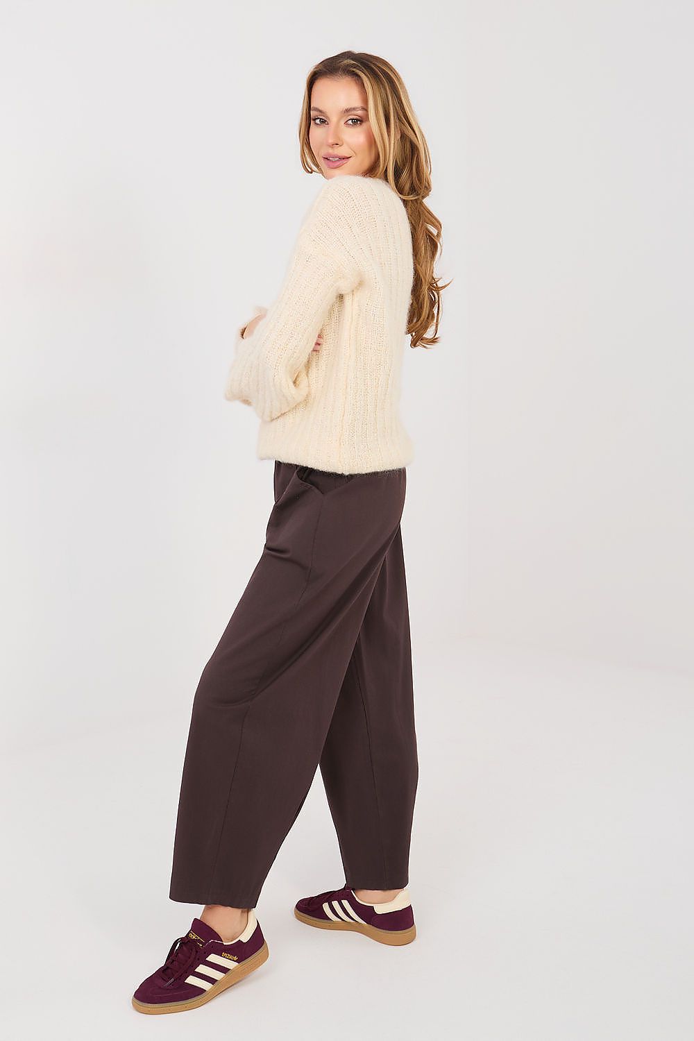 Karottenhose Damen hohe Taille 7/8 Baumwolle Gürtel Universalgröße