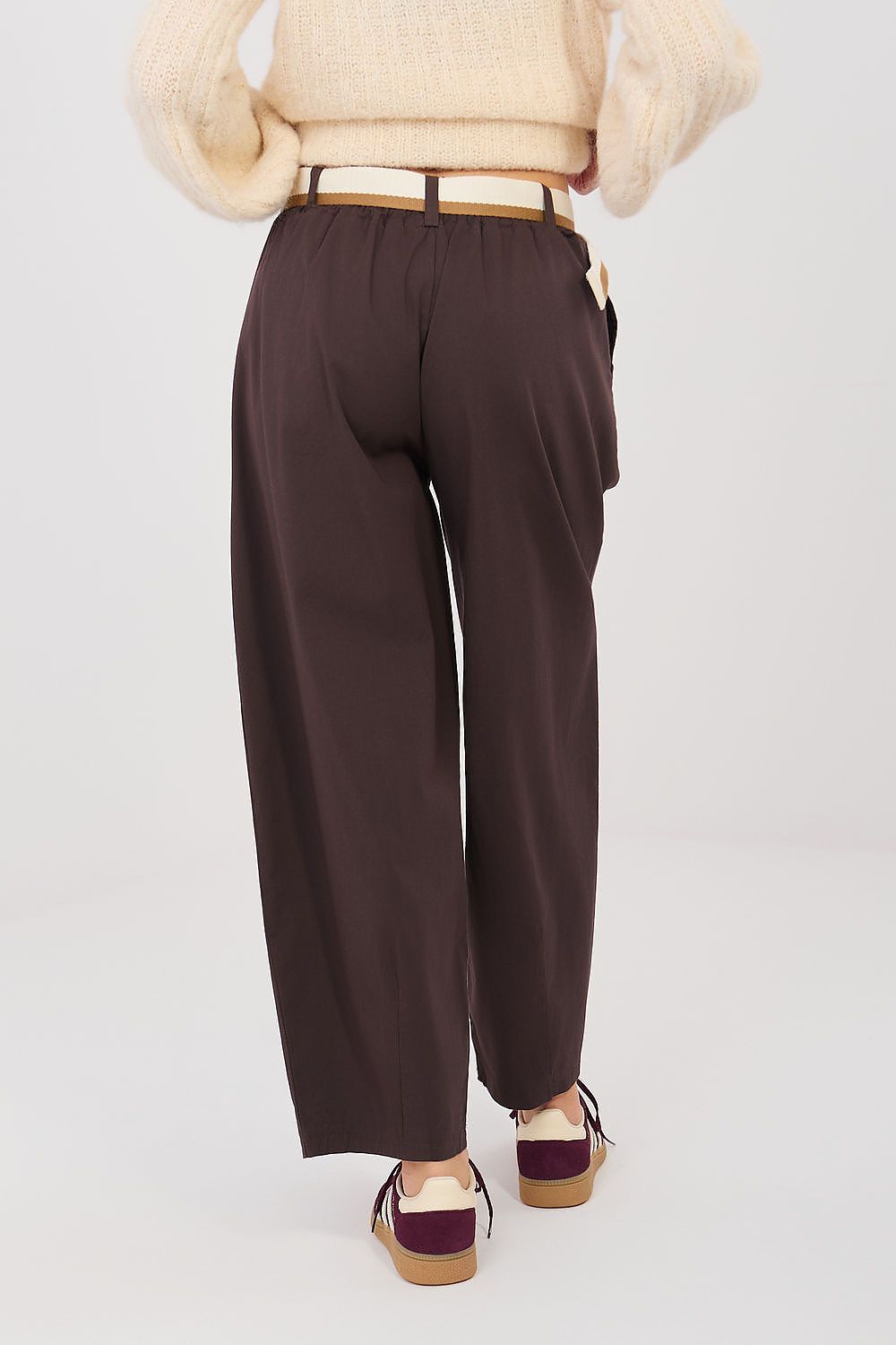 Karottenhose Damen hohe Taille 7/8 Baumwolle Gürtel Universalgröße