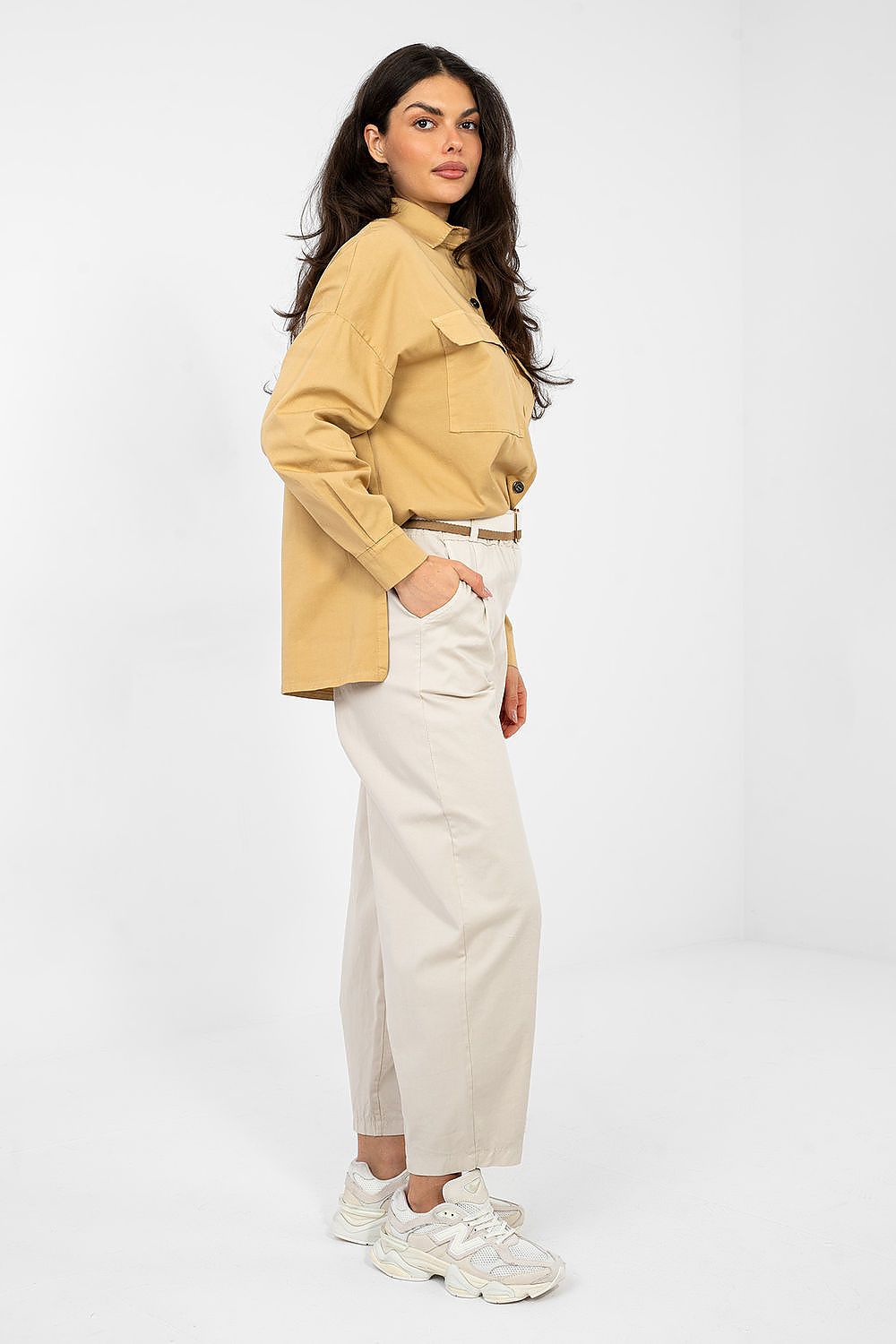 Karottenhose Damen hohe Taille 7/8 Baumwolle Gürtel Universalgröße