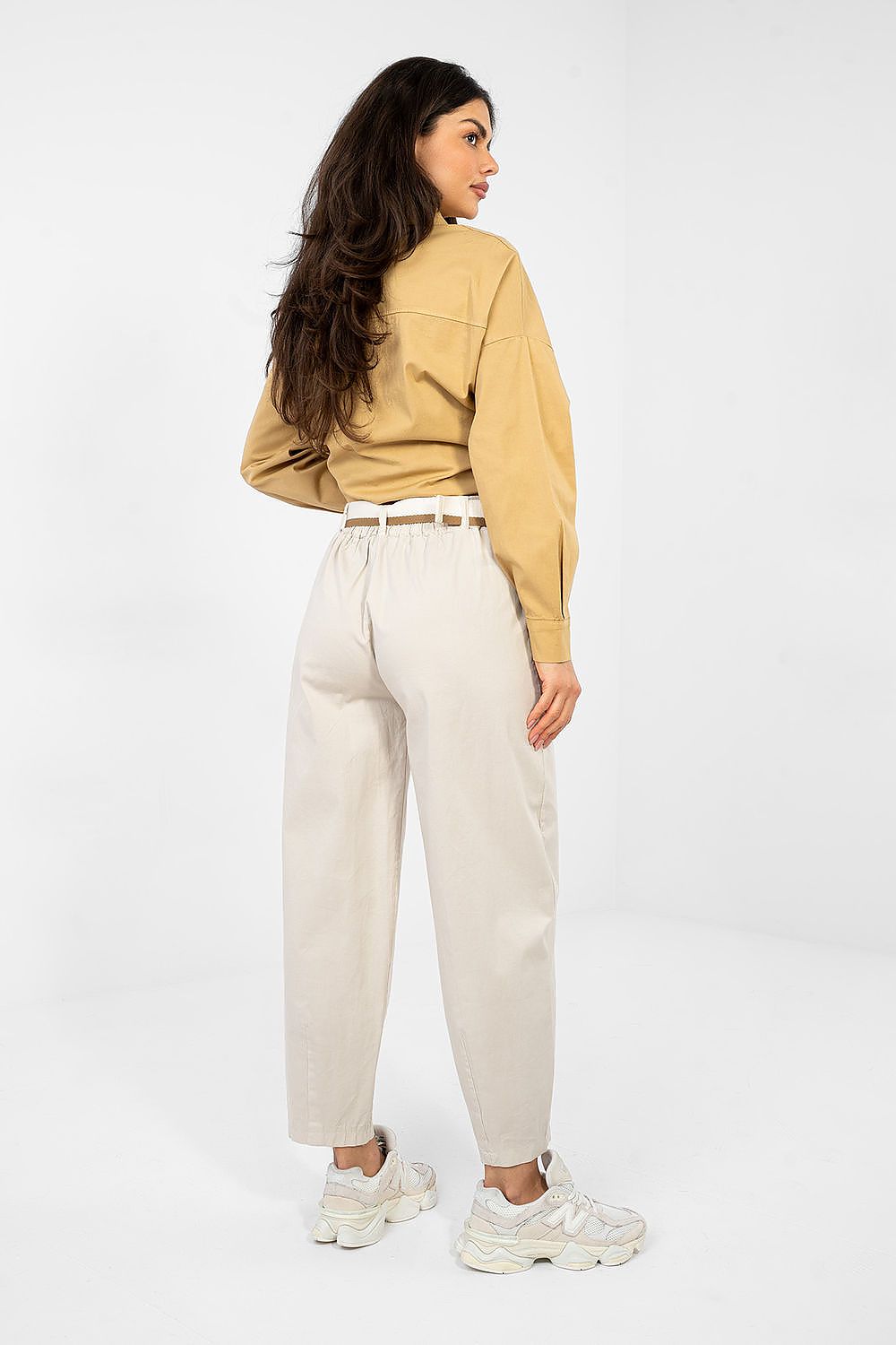 Karottenhose Damen hohe Taille 7/8 Baumwolle Gürtel Universalgröße