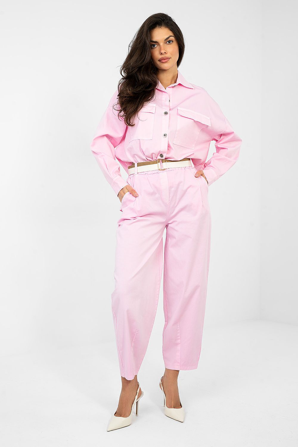 Karottenhose Damen hohe Taille 7/8 Baumwolle Gürtel Universalgröße