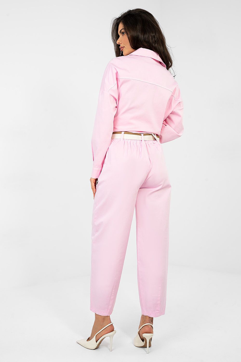 Karottenhose Damen hohe Taille 7/8 Baumwolle Gürtel Universalgröße
