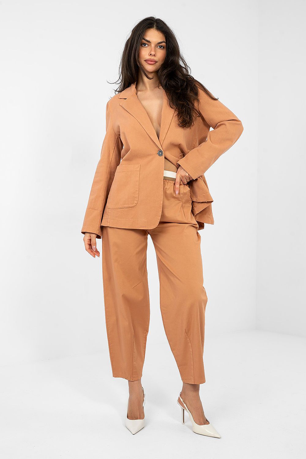 Karottenhose Damen hohe Taille 7/8 Baumwolle Gürtel Universalgröße