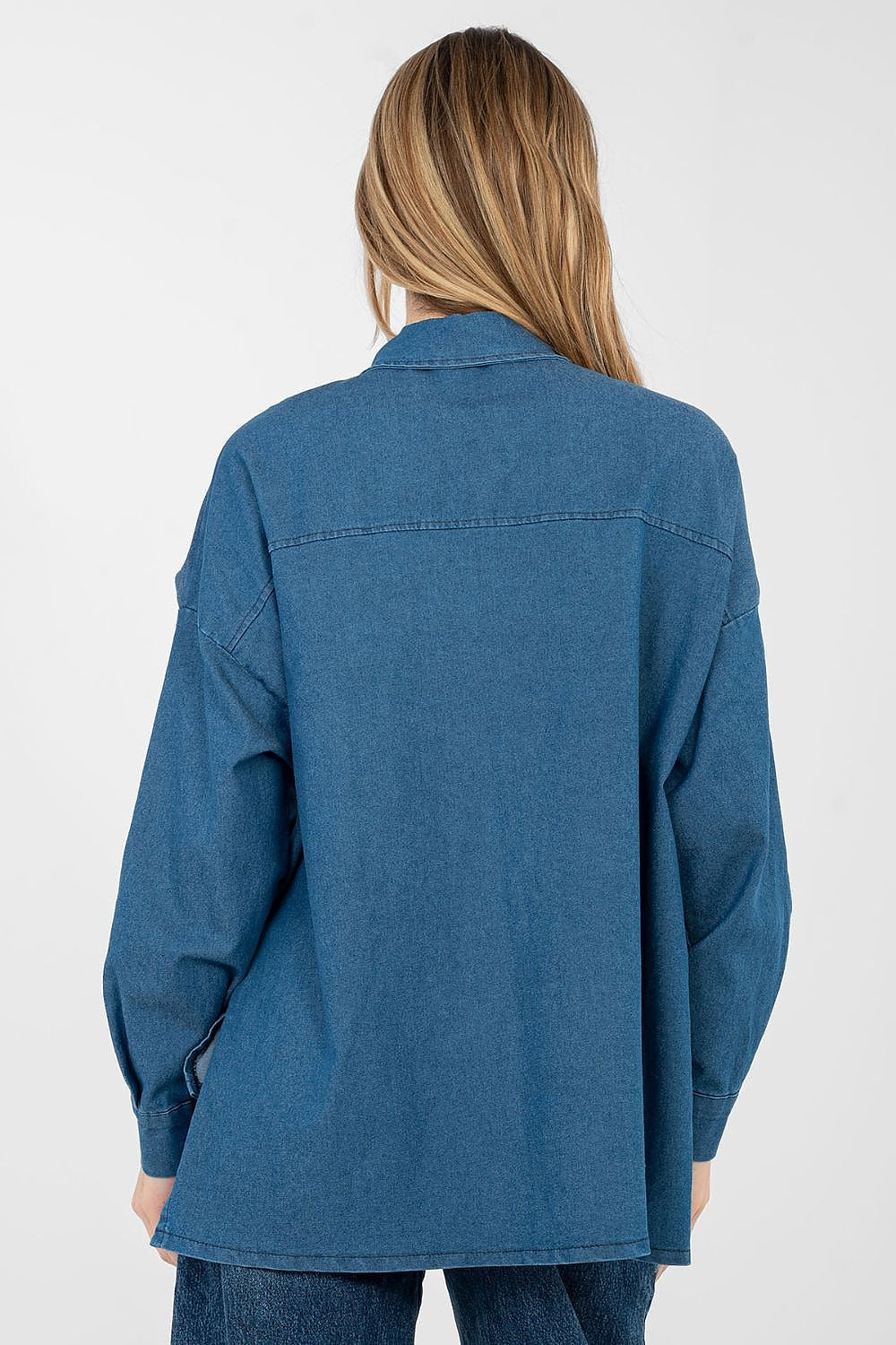 Jeansbluse Damen – Lässige Langarm-Bluse mit Knopfleiste