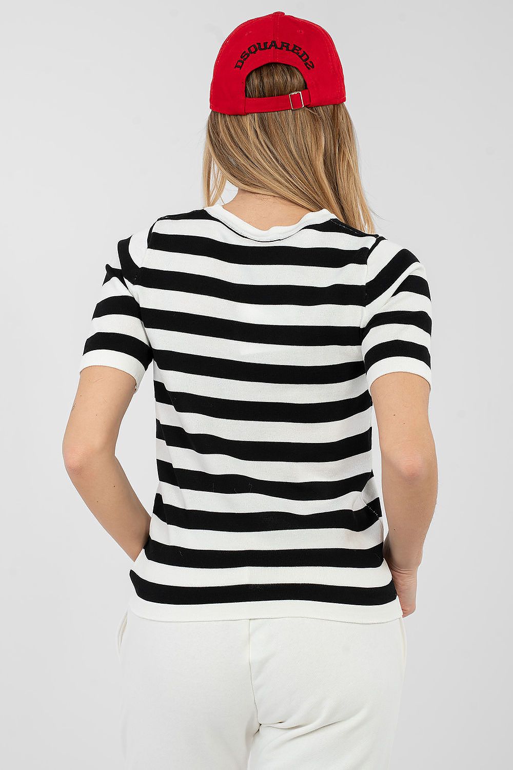 Kurzarm Pullover Damen Gestreift mit Herz-Stickerei – Sommerlich & Süß