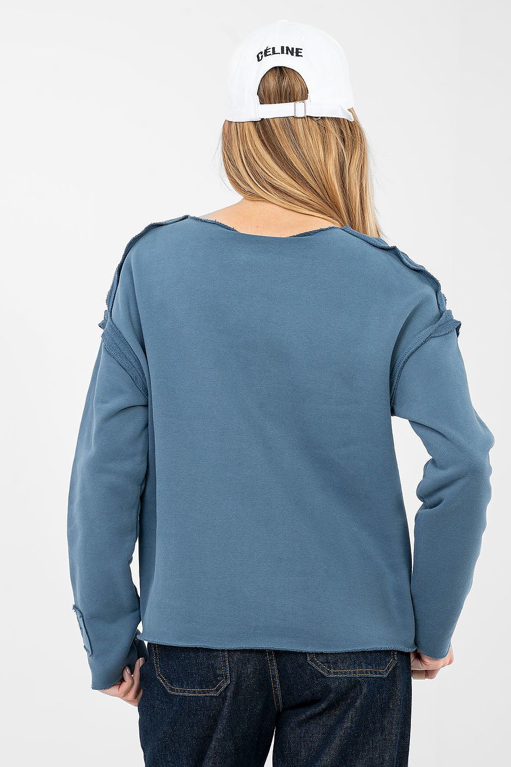Pullover Damen Cropped Stickerei Baumwolle Elasthan