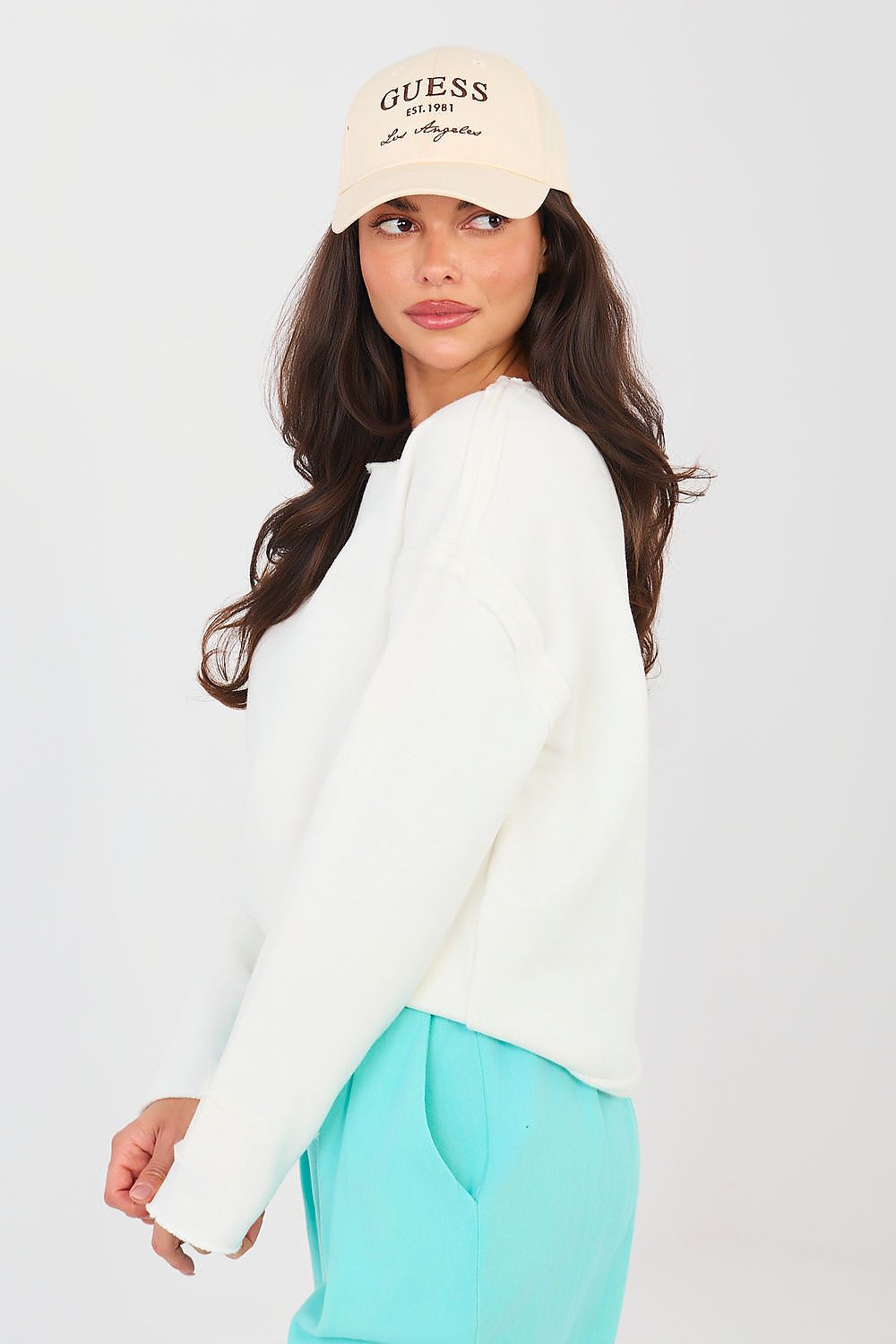 Pullover Damen Cropped Stickerei Baumwolle Elasthan