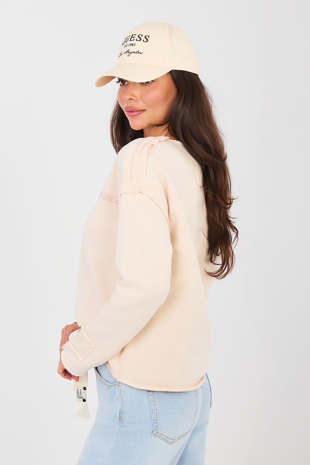 Pullover Damen Cropped Stickerei Baumwolle Elasthan