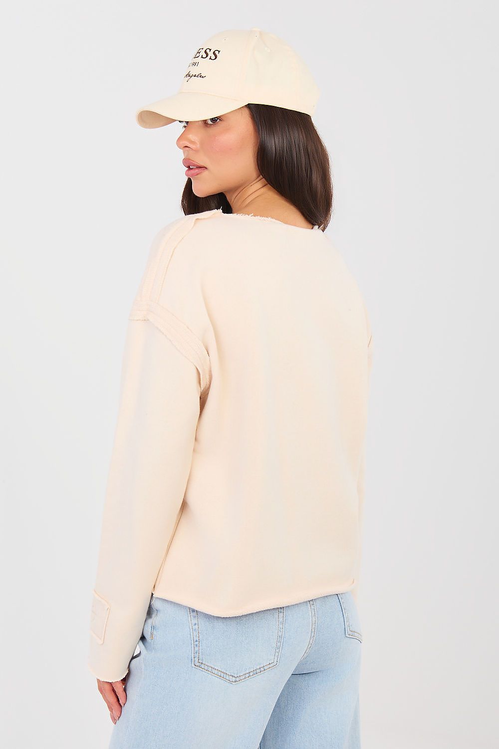Pullover Damen Cropped Stickerei Baumwolle Elasthan
