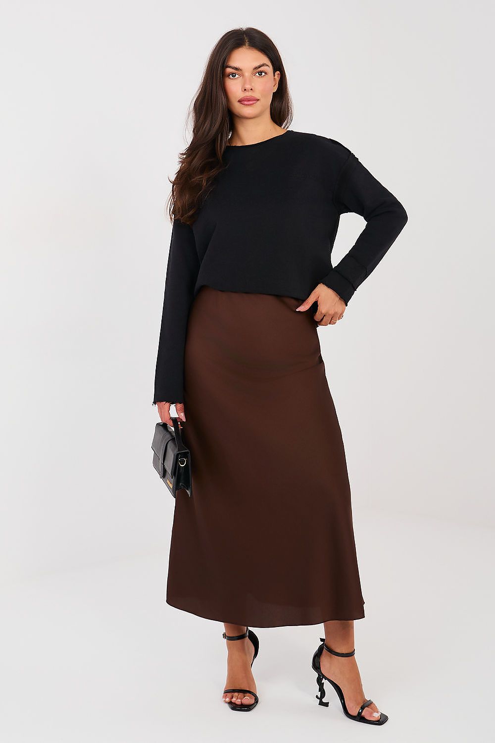 Pullover Damen Cropped Stickerei Baumwolle Elasthan