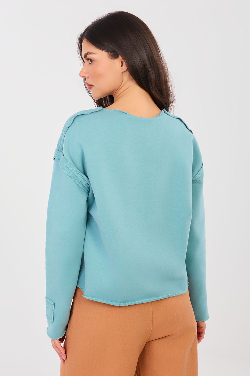 Pullover Damen Cropped Stickerei Baumwolle Elasthan