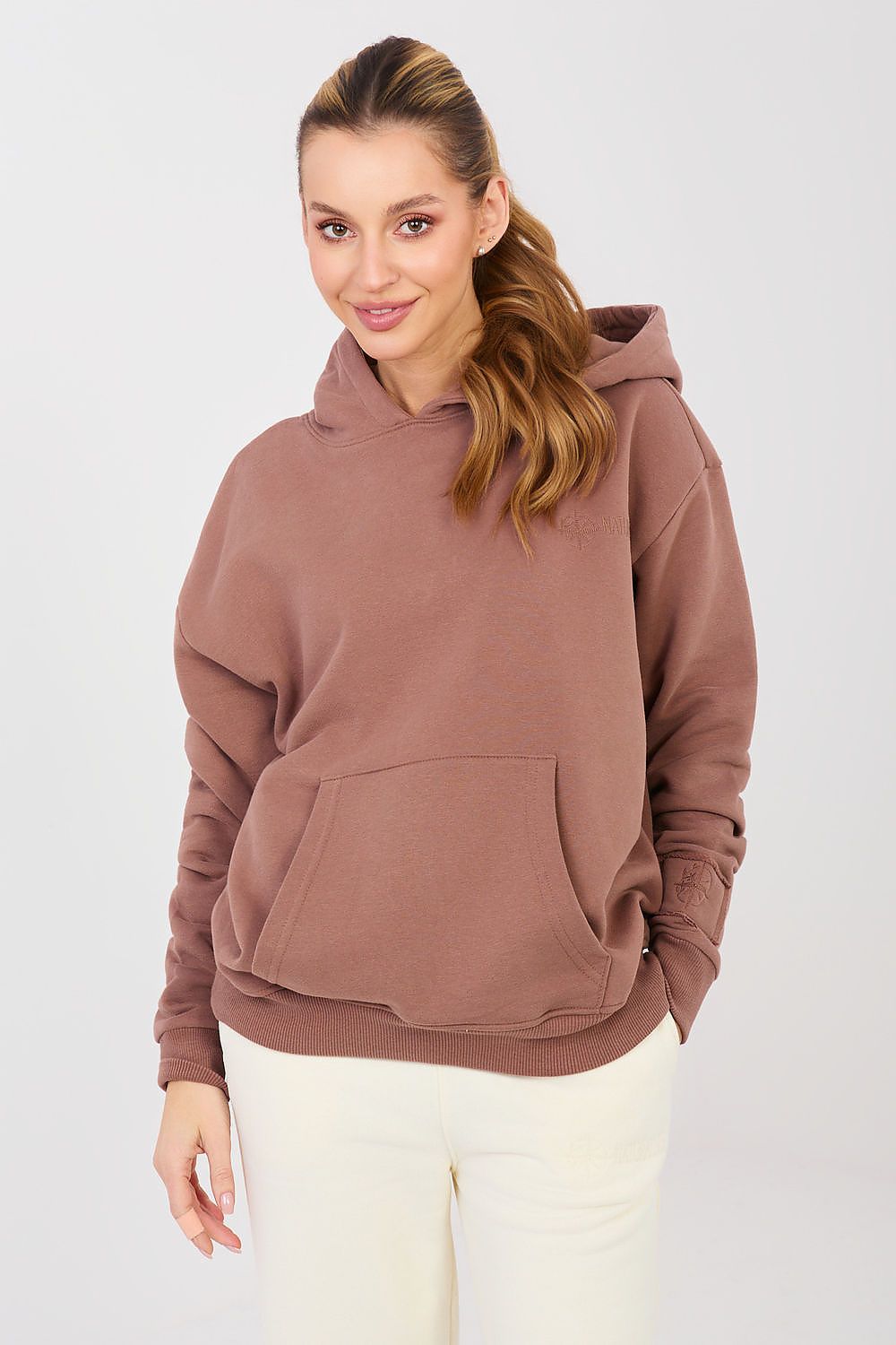 Hoodie Damen Stickerei Kängurutablesche Baumwolle