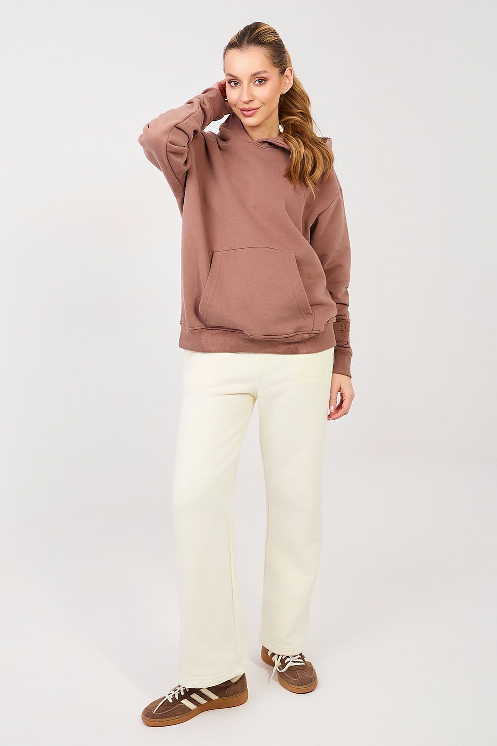 Hoodie Damen Stickerei Kängurutablesche Baumwolle