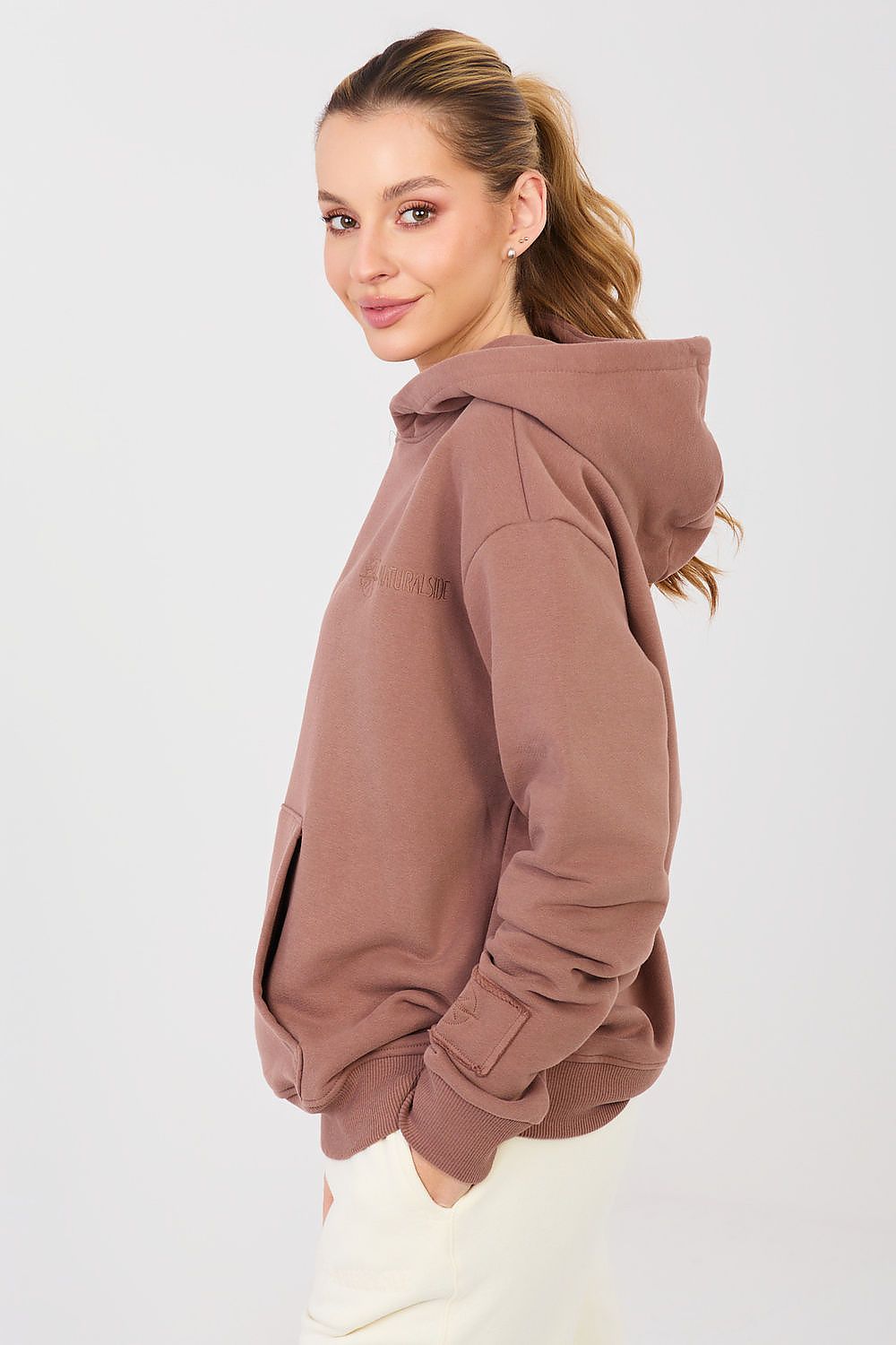 Hoodie Damen Stickerei Kängurutablesche Baumwolle