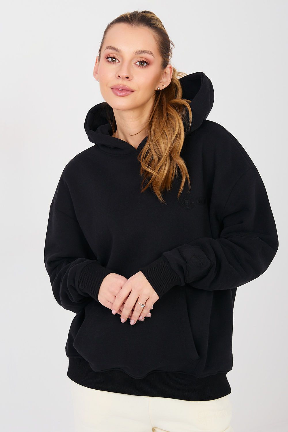 Hoodie Damen Stickerei Kängurutablesche Baumwolle