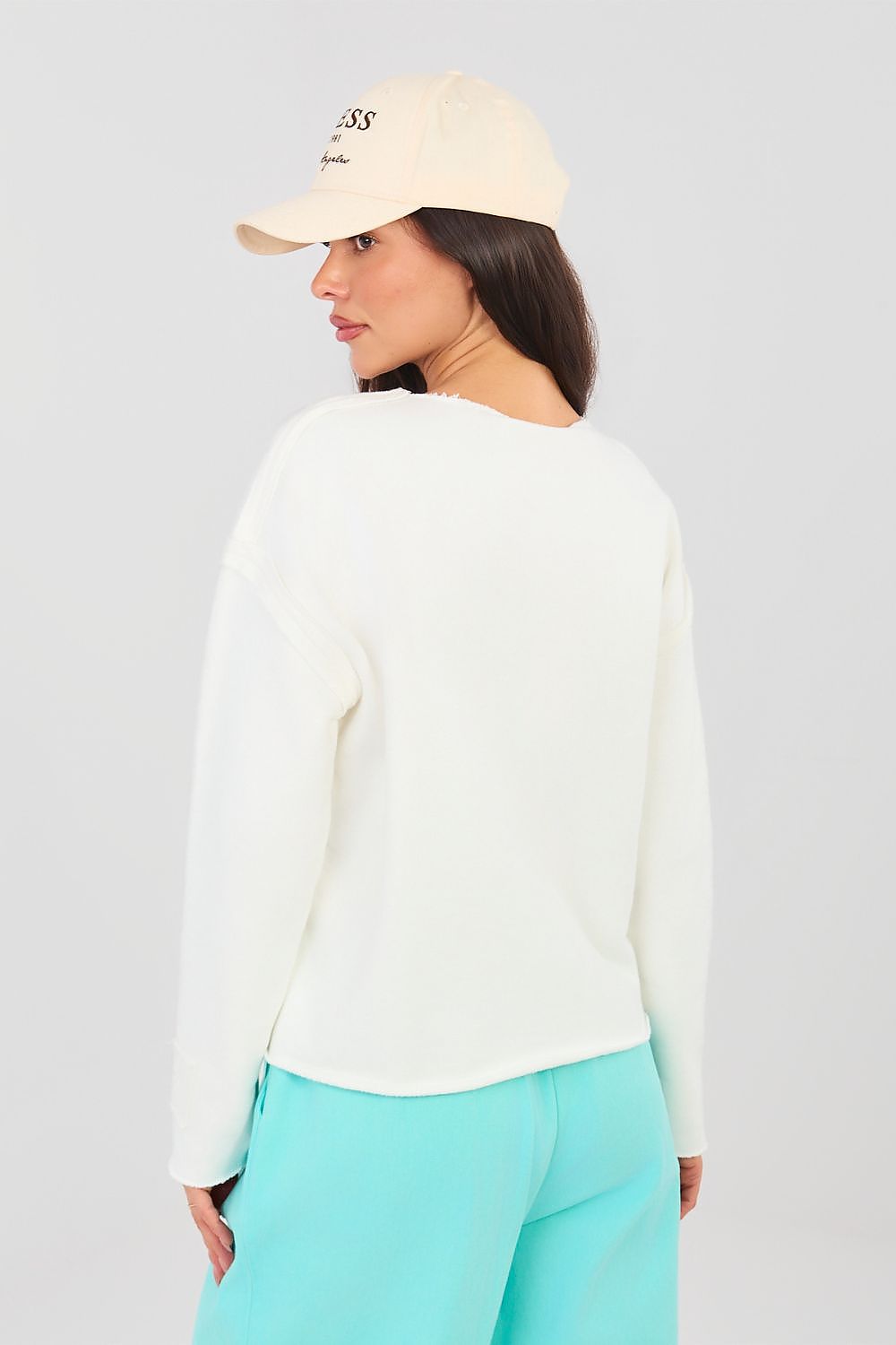 Pullover Damen Cropped Stickerei Baumwolle Elasthan