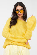 Pullover Damen Puffärmel Gerippt - Eleganter Strickpullover Alltag