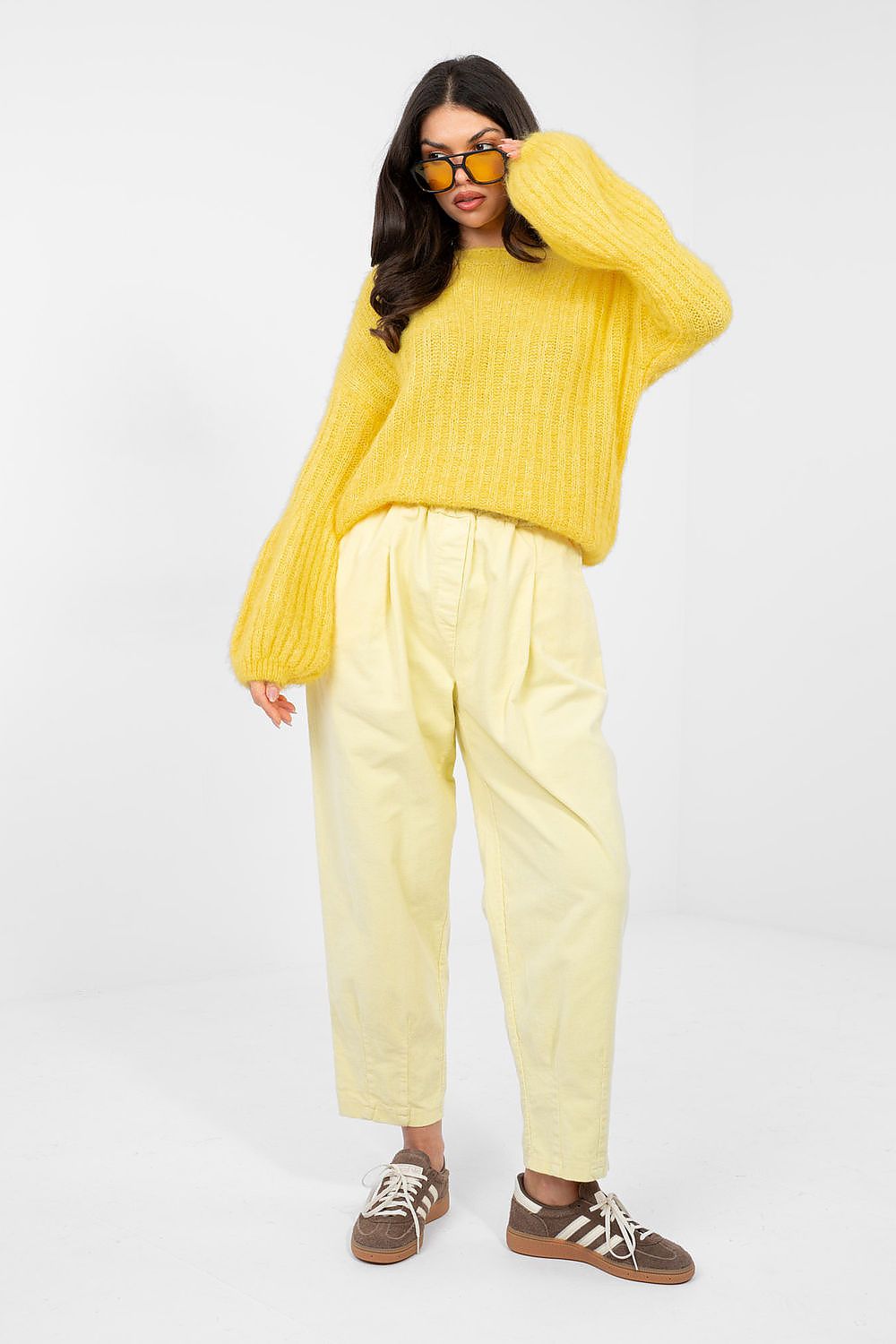 Pullover Damen Puffärmel Gerippt - Eleganter Strickpullover Alltag