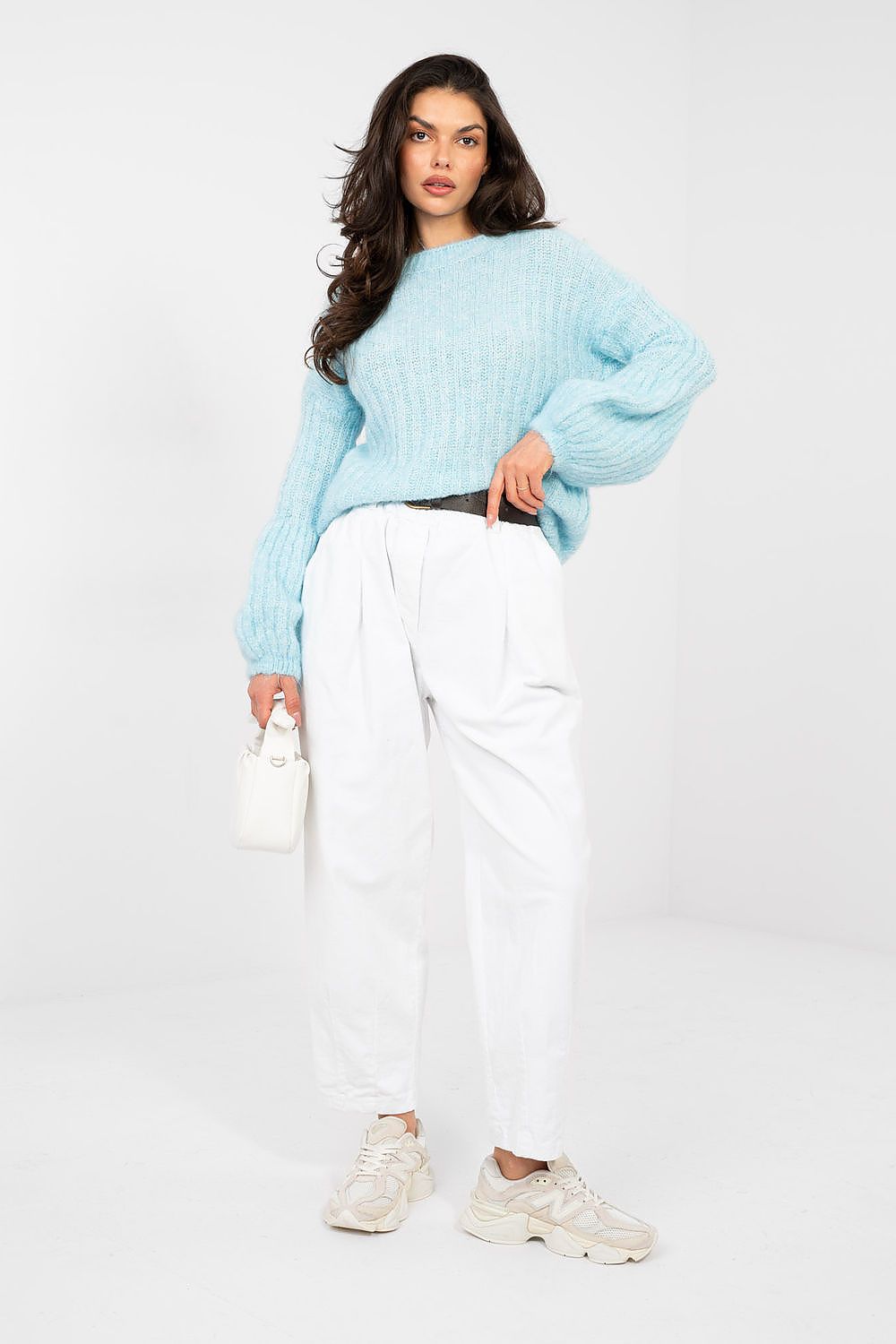 Pullover Damen Puffärmel Gerippt - Eleganter Strickpullover Alltag