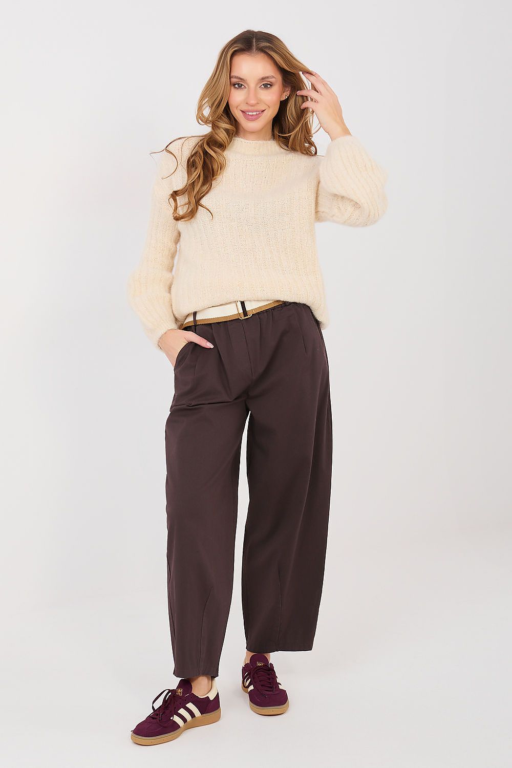 Pullover Damen Puffärmel Gerippt - Eleganter Strickpullover Alltag