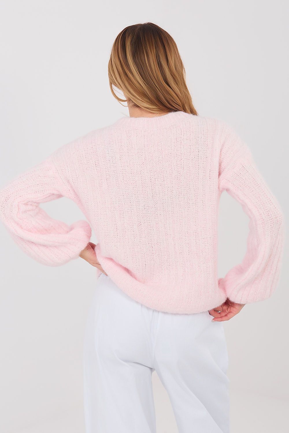 Pullover Damen Puffärmel Gerippt - Eleganter Strickpullover Alltag