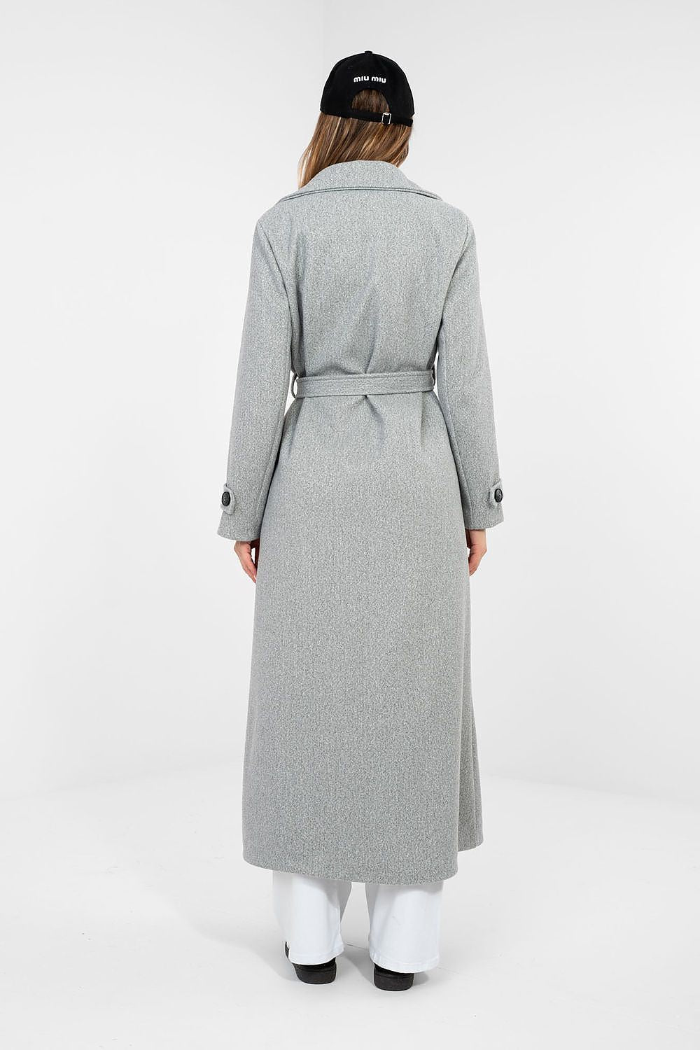 Damen Mantel Lang Elegant Zweireihig mit Gürtel