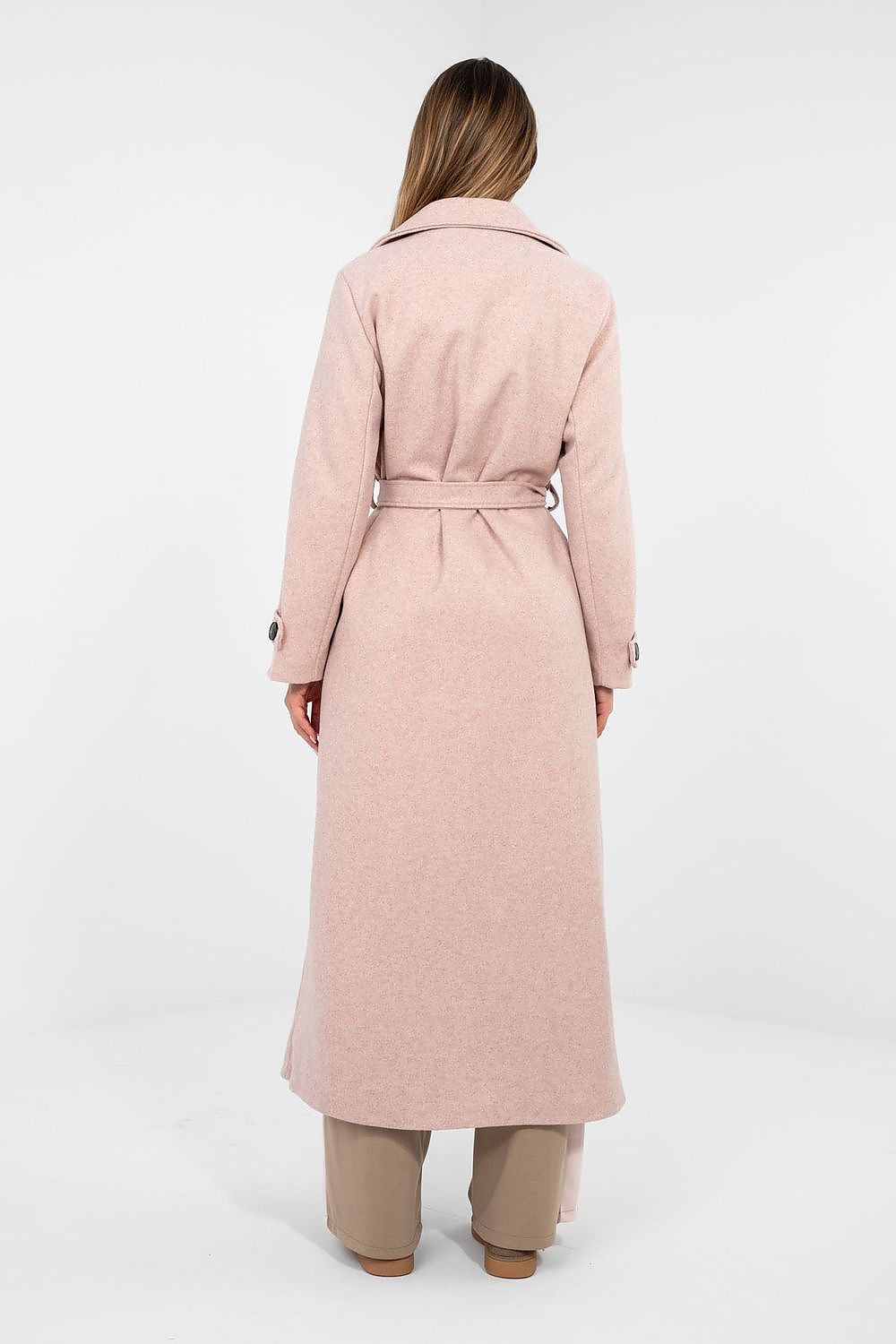 Damen Mantel Lang Elegant Zweireihig mit Gürtel
