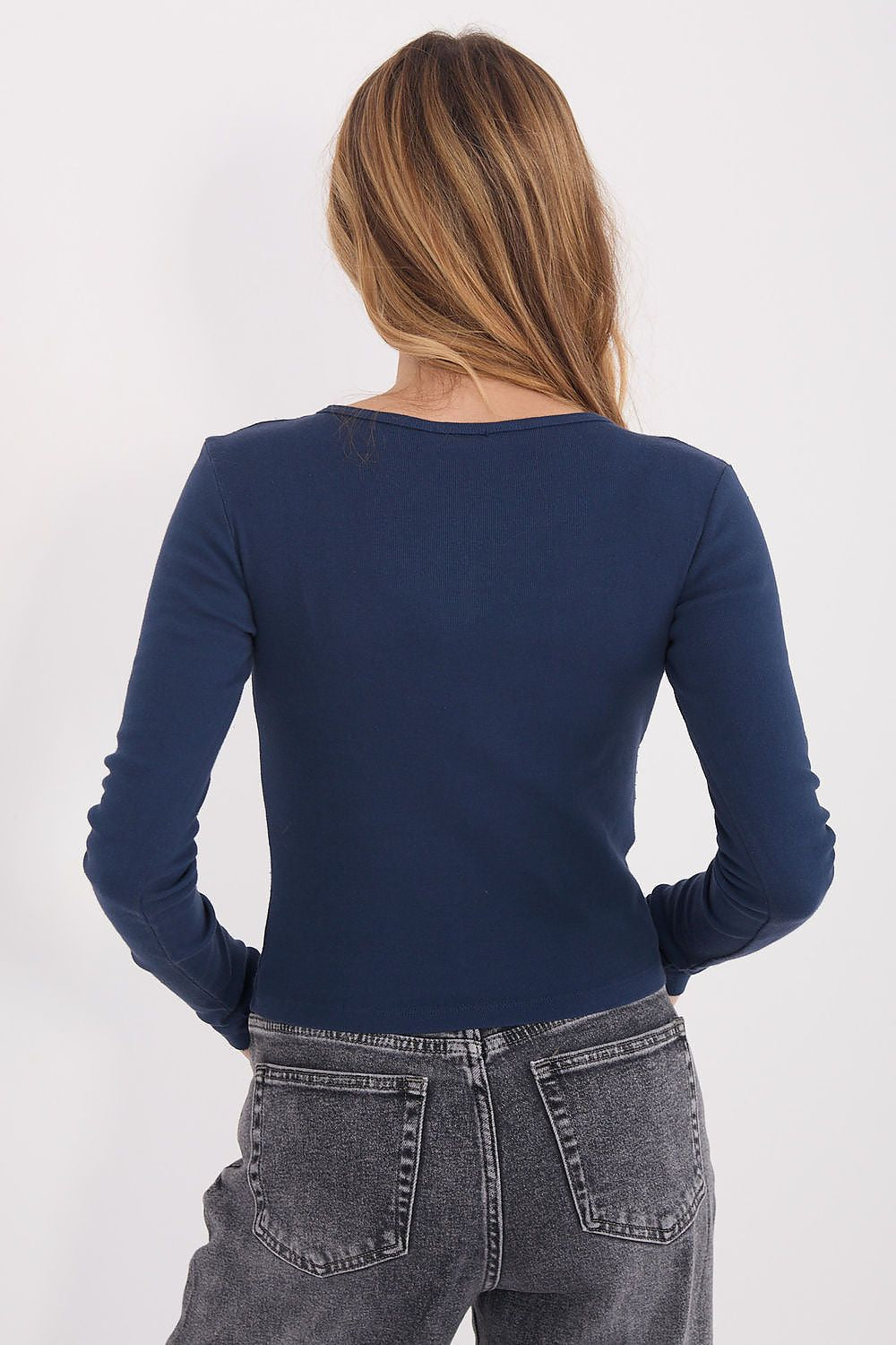 Kurzes Damen Shirt mit Knopfleiste aus Baumwolle – Trendy Crop