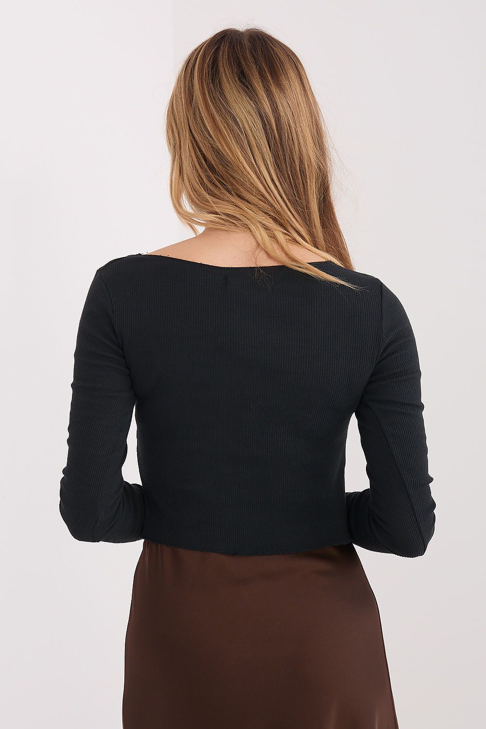 Kurzes Damen Longsleeve aus geripptem Baumwollmaterial