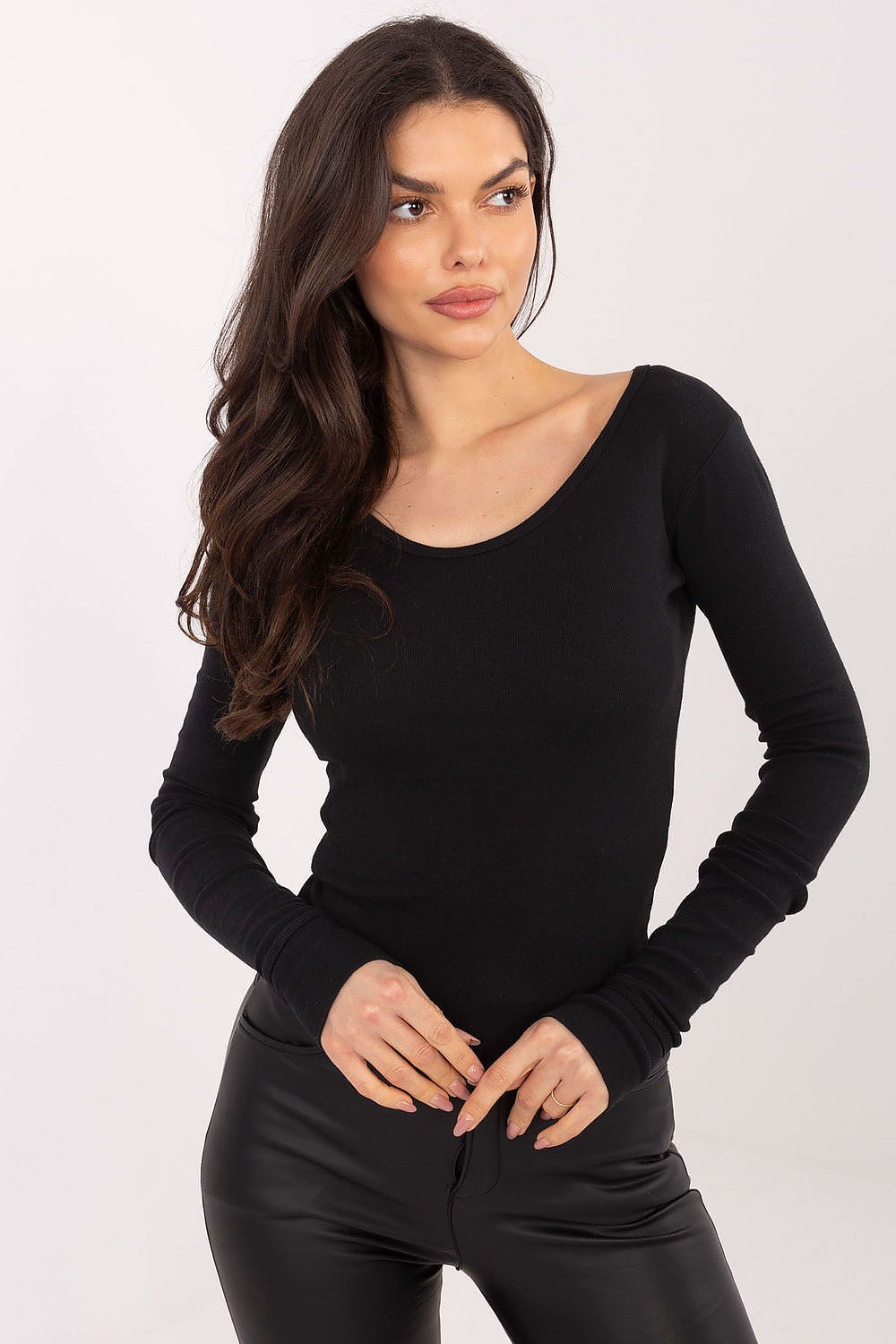 Klassisches Basic Longsleeve Damen kurz aus Baumwolle
