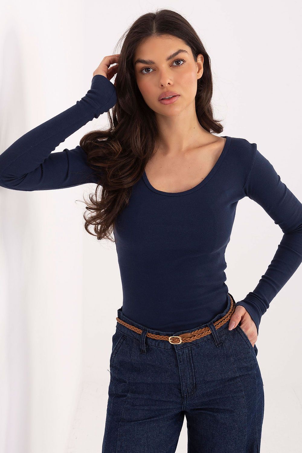 Klassisches Basic Longsleeve Damen kurz aus Baumwolle