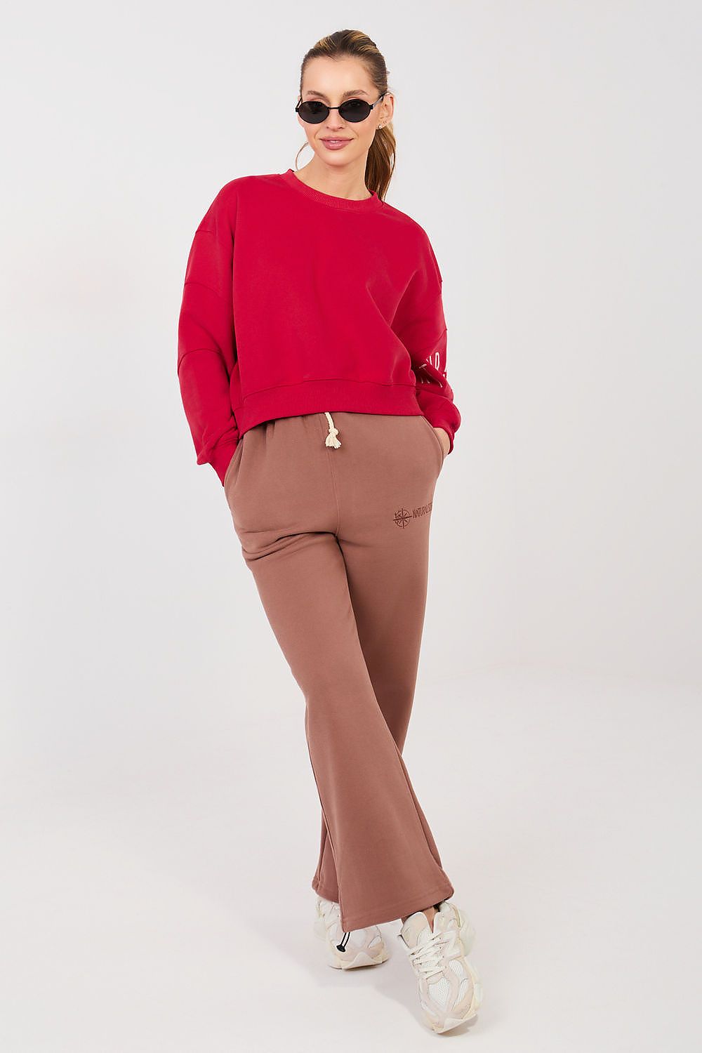 Sweatshirt Damen Cropped Puffärmel Baumwolle