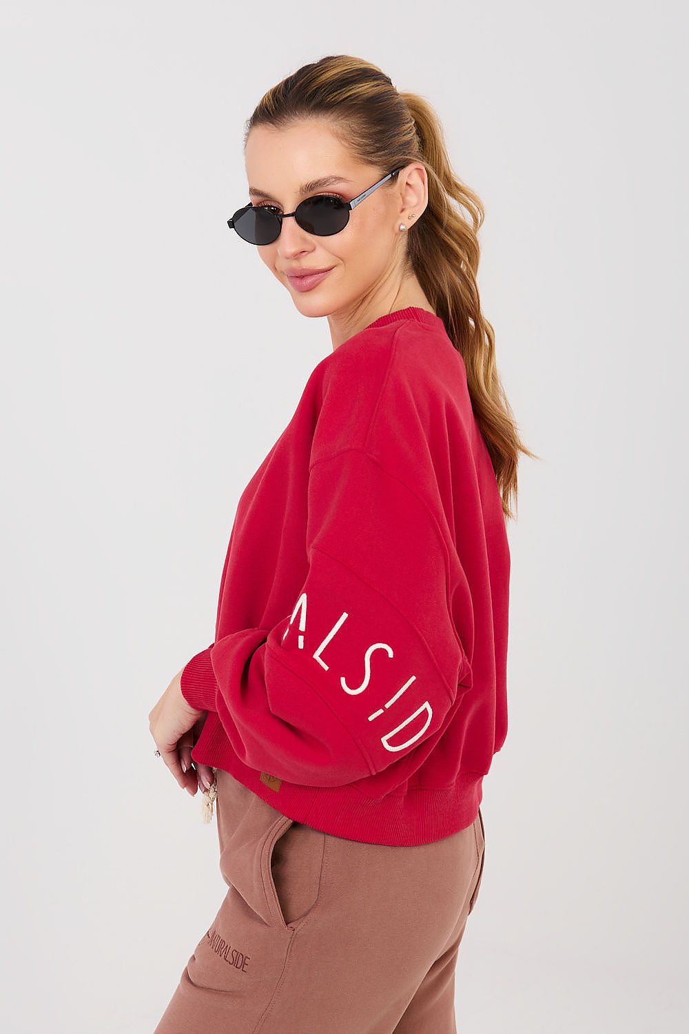 Sweatshirt Damen Cropped Puffärmel Baumwolle