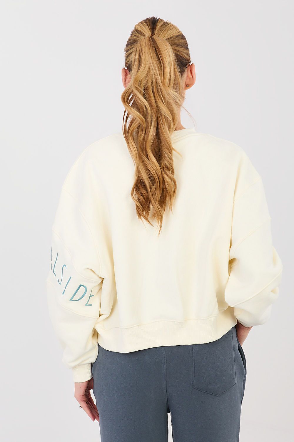 Sweatshirt Damen Cropped Puffärmel Baumwolle