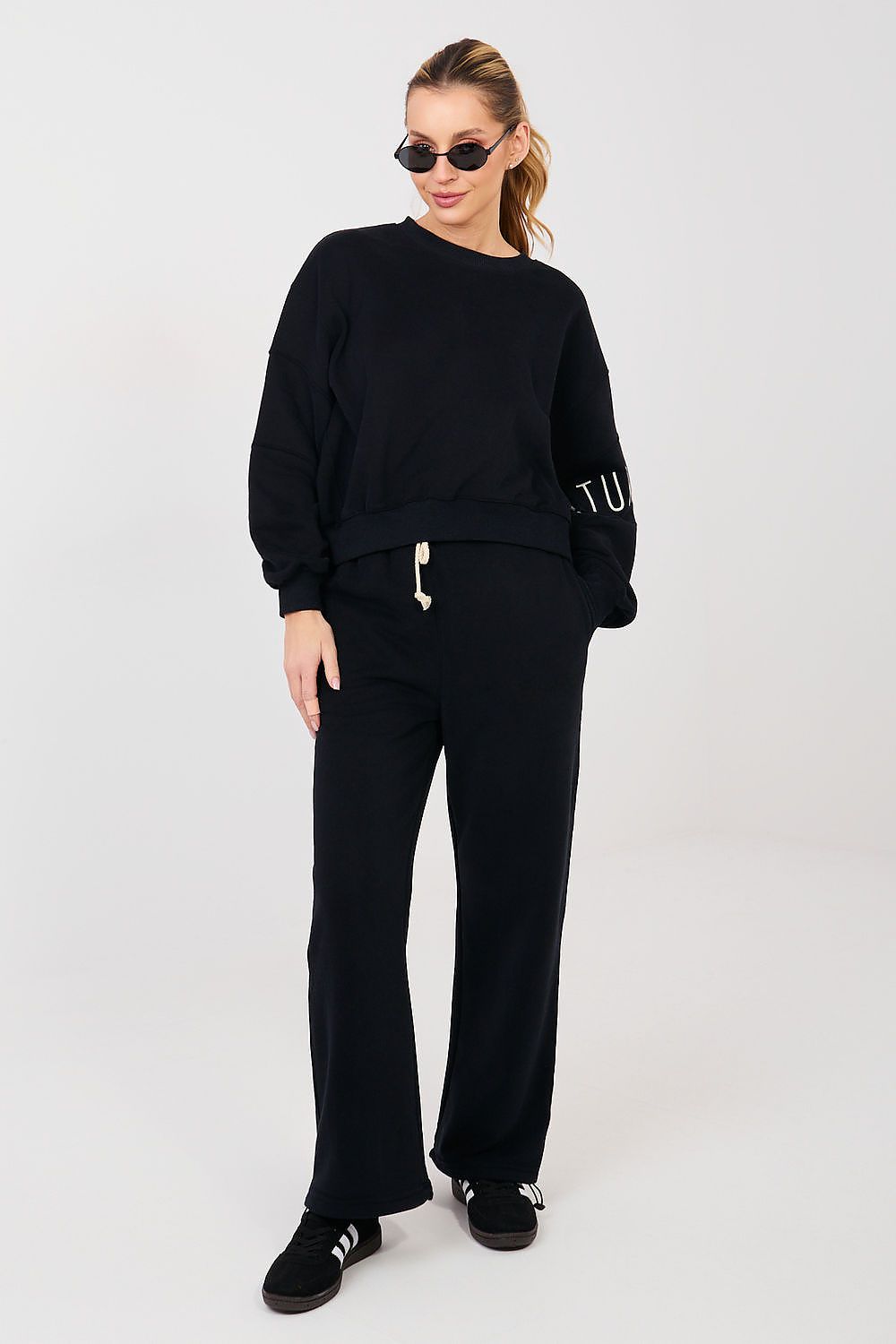 Sweatshirt Damen Cropped Puffärmel Baumwolle