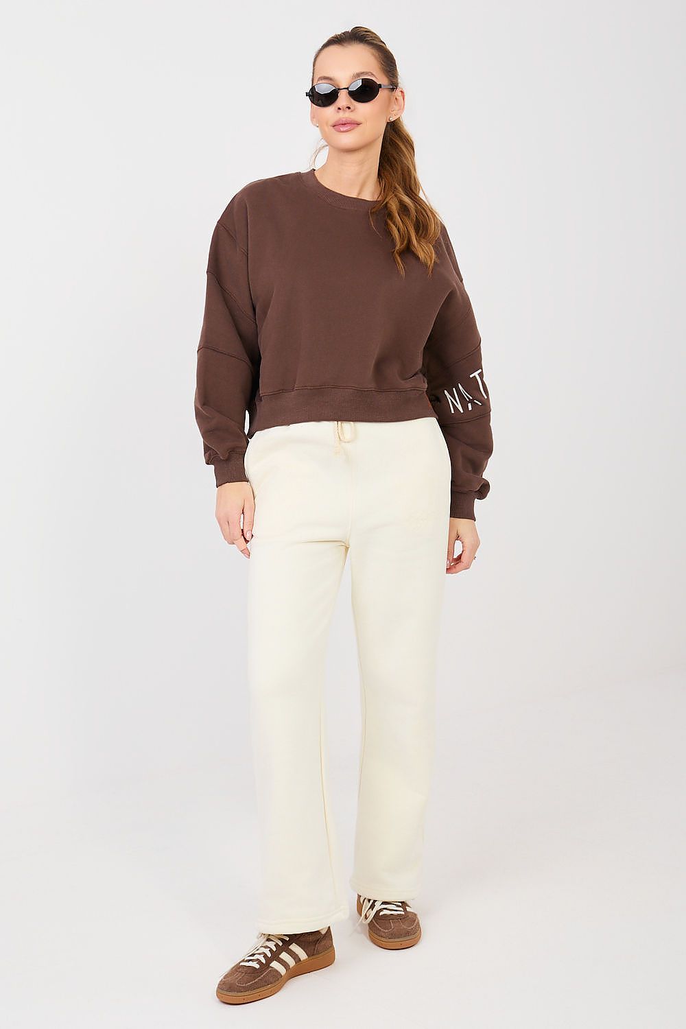 Sweatshirt Damen Cropped Puffärmel Baumwolle