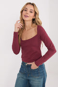 Damen Longsleeve mit rechteckigem Ausschnitt aus Baumwolle