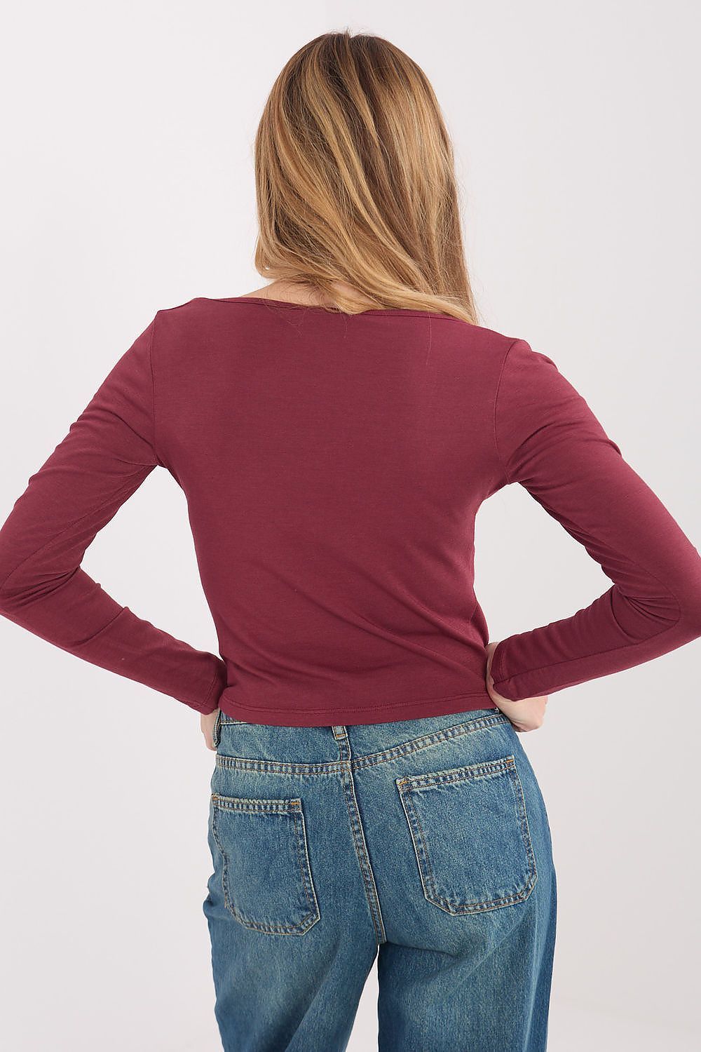 Damen Longsleeve mit rechteckigem Ausschnitt aus Baumwolle