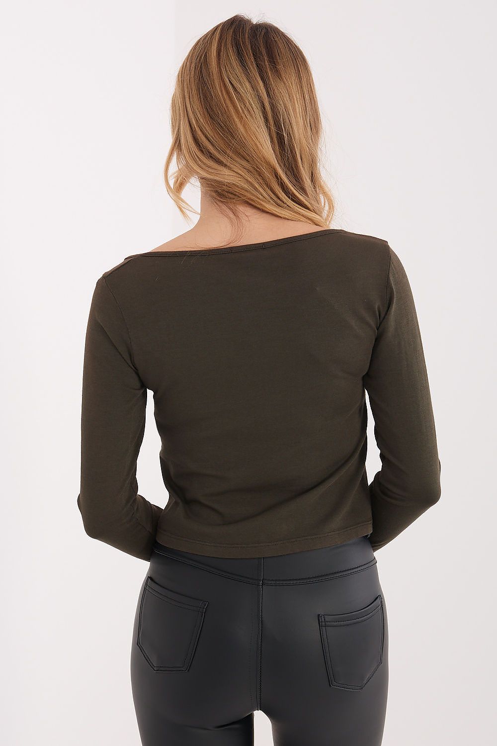 Damen Longsleeve mit rechteckigem Ausschnitt aus Baumwolle