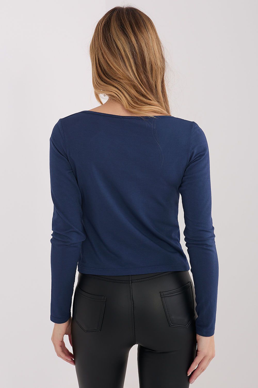 Damen Longsleeve mit rechteckigem Ausschnitt aus Baumwolle