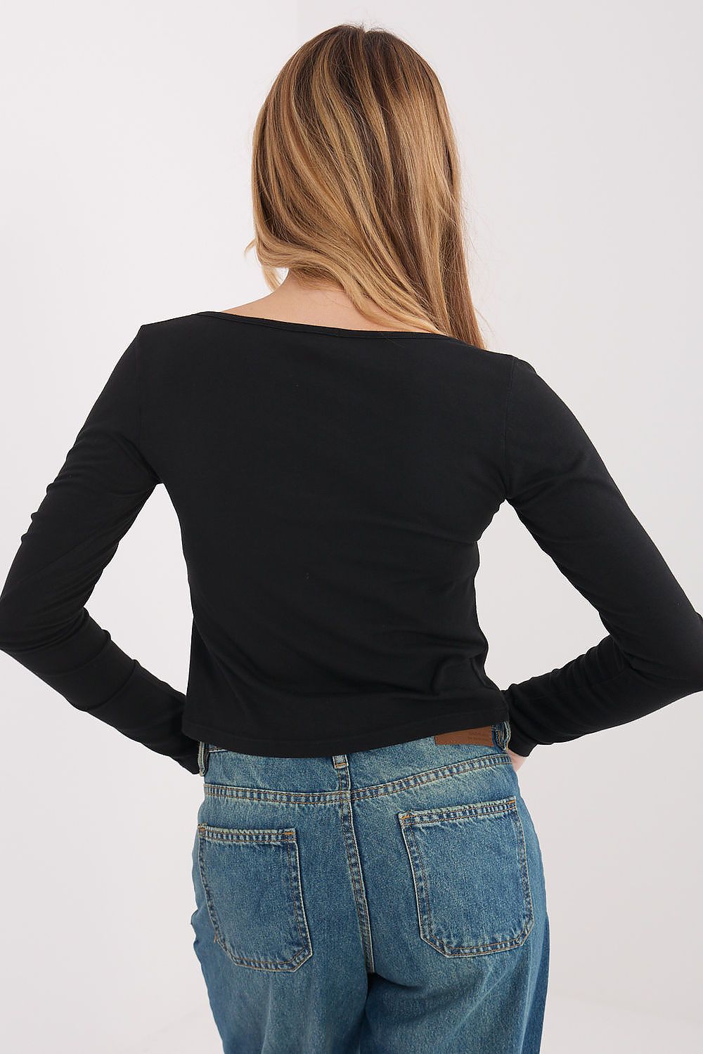 Damen Longsleeve mit rechteckigem Ausschnitt aus Baumwolle