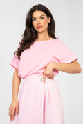 Oversize Shirt Damen Baumwolle - Basic Kurzarm Top Casual