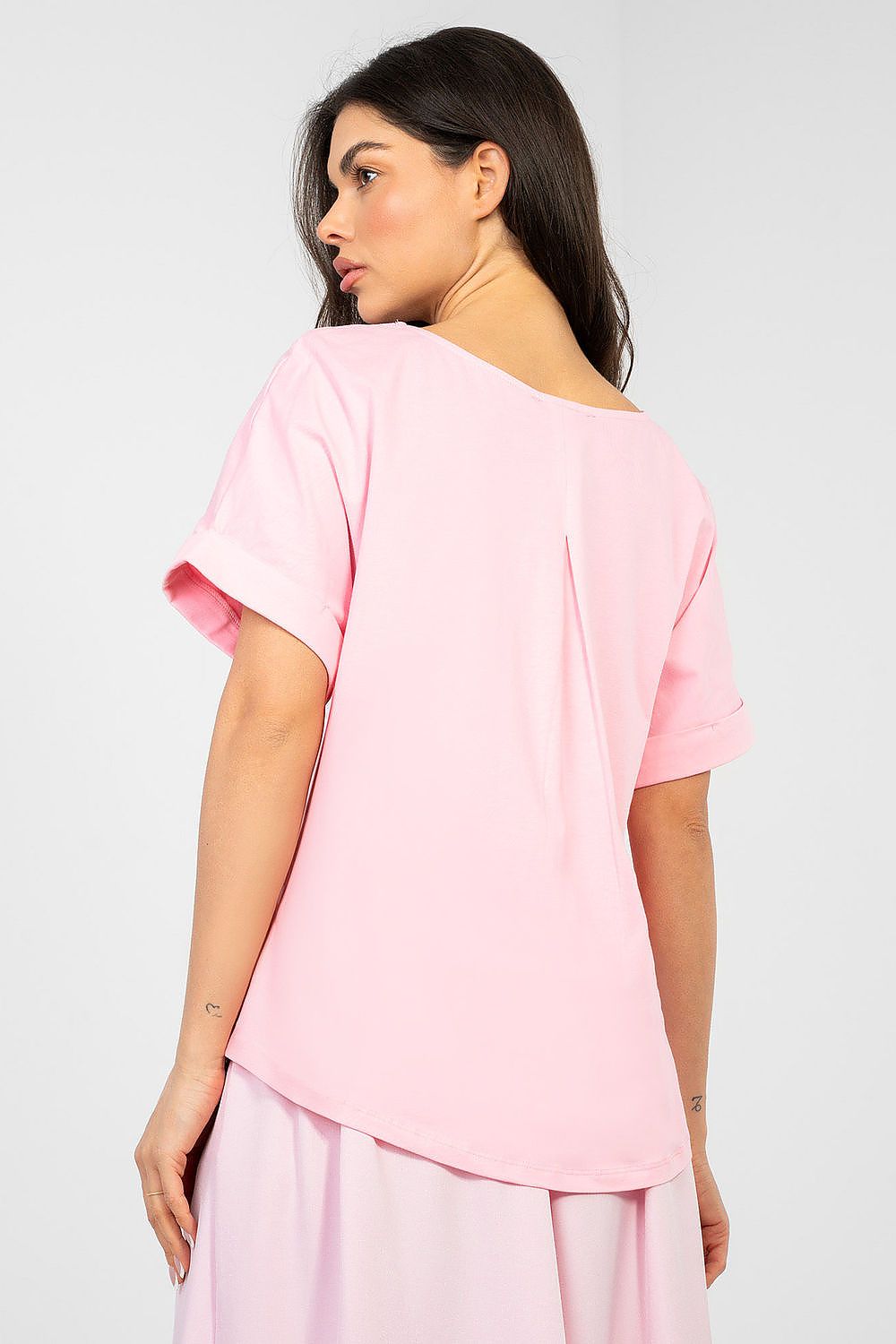 Oversize Shirt Damen Baumwolle - Basic Kurzarm Top Casual