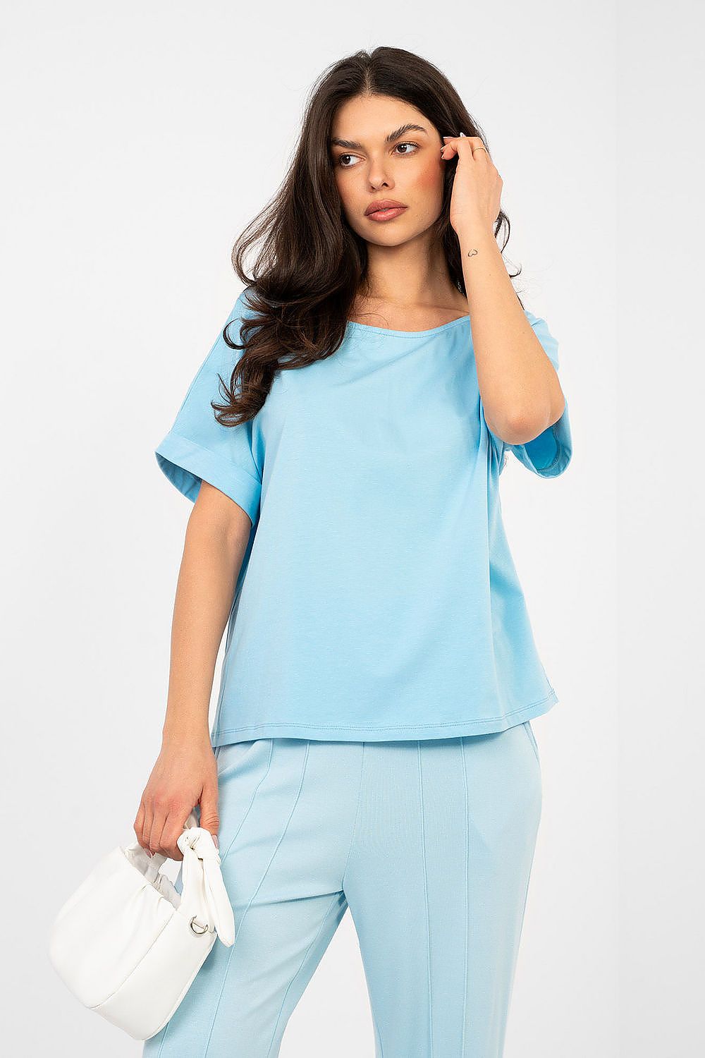Oversize Shirt Damen Baumwolle - Basic Kurzarm Top Casual