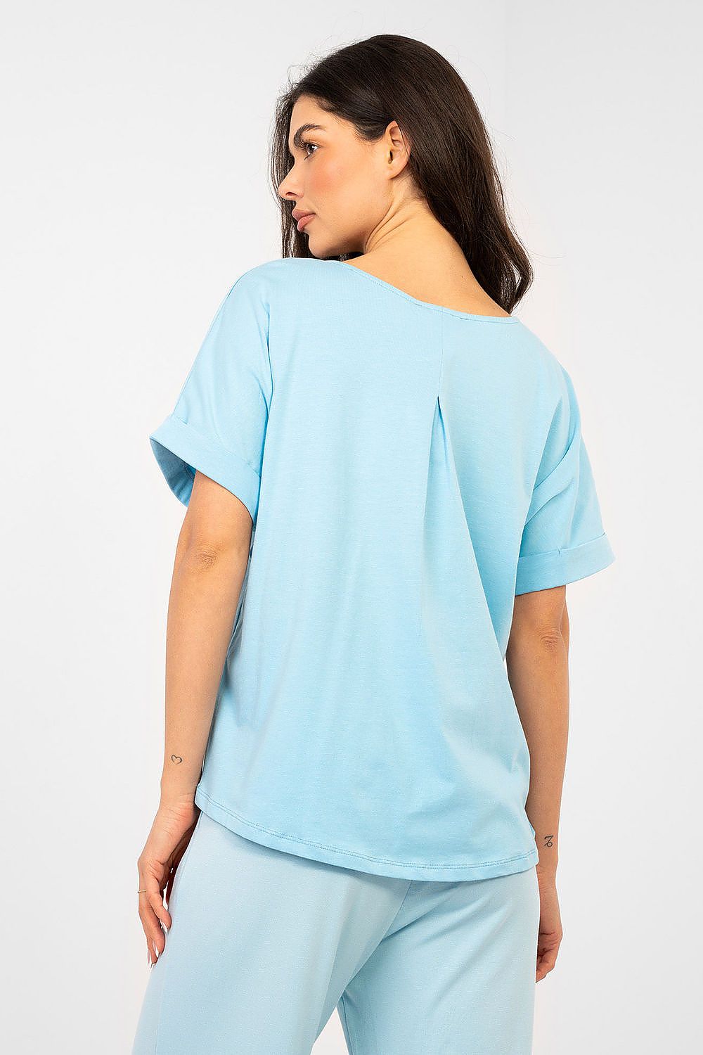 Oversize Shirt Damen Baumwolle - Basic Kurzarm Top Casual